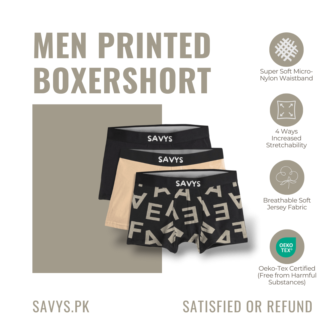 Men Printed Boxershort Underwear (Pack of 3) - Savys -